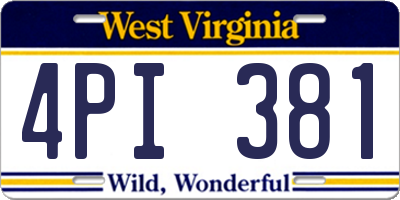 WV license plate 4PI381