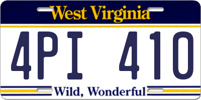 WV license plate 4PI410