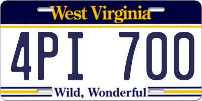 WV license plate 4PI700