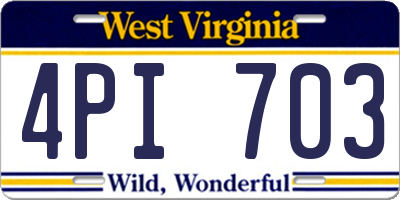 WV license plate 4PI703