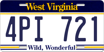 WV license plate 4PI721