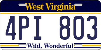WV license plate 4PI803
