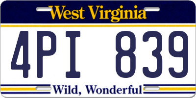 WV license plate 4PI839