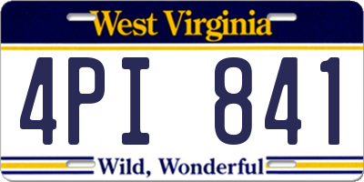 WV license plate 4PI841