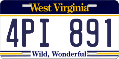 WV license plate 4PI891