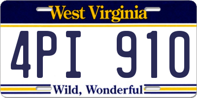 WV license plate 4PI910