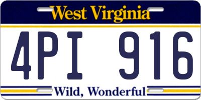 WV license plate 4PI916