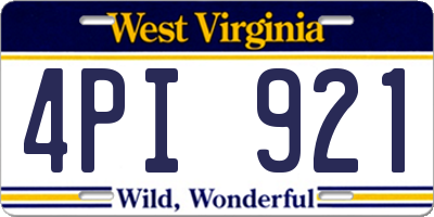 WV license plate 4PI921