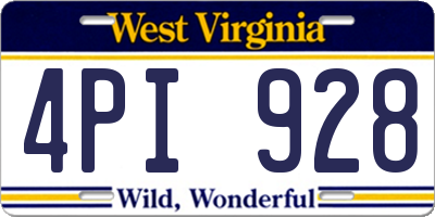 WV license plate 4PI928