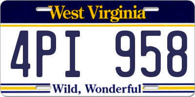 WV license plate 4PI958