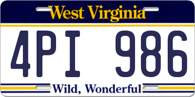 WV license plate 4PI986