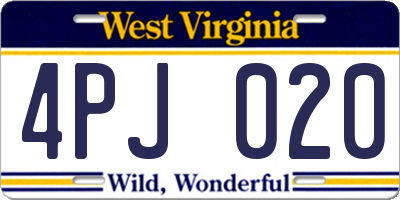 WV license plate 4PJ020