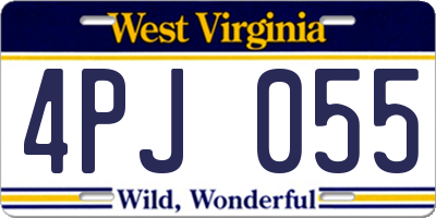 WV license plate 4PJ055