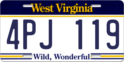 WV license plate 4PJ119