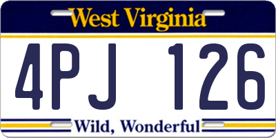 WV license plate 4PJ126