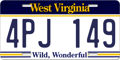 WV license plate 4PJ149