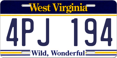 WV license plate 4PJ194