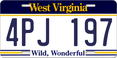 WV license plate 4PJ197