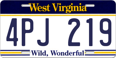 WV license plate 4PJ219