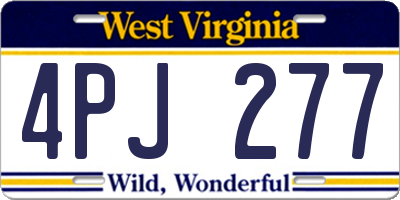 WV license plate 4PJ277