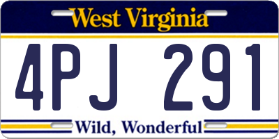 WV license plate 4PJ291