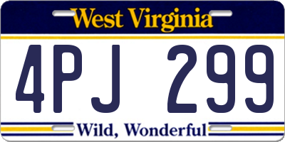 WV license plate 4PJ299