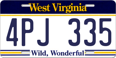 WV license plate 4PJ335