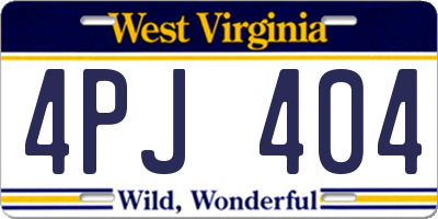 WV license plate 4PJ404