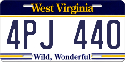 WV license plate 4PJ440