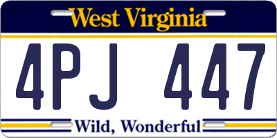 WV license plate 4PJ447