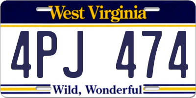 WV license plate 4PJ474