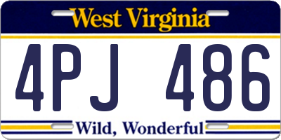 WV license plate 4PJ486