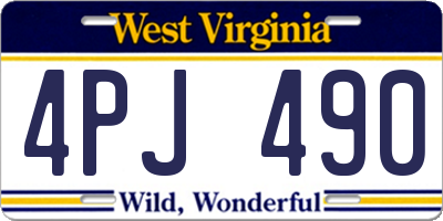 WV license plate 4PJ490