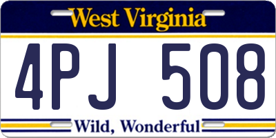 WV license plate 4PJ508