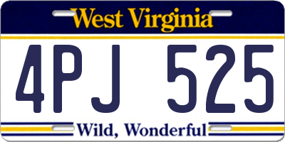 WV license plate 4PJ525