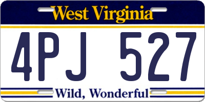 WV license plate 4PJ527
