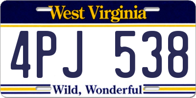 WV license plate 4PJ538