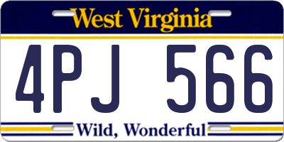 WV license plate 4PJ566