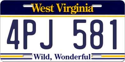 WV license plate 4PJ581