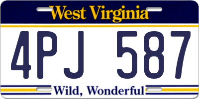 WV license plate 4PJ587