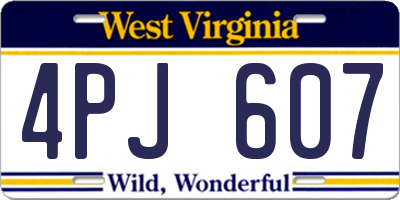WV license plate 4PJ607