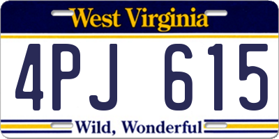 WV license plate 4PJ615