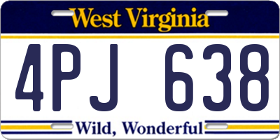 WV license plate 4PJ638