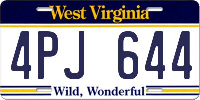 WV license plate 4PJ644