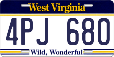WV license plate 4PJ680