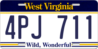 WV license plate 4PJ711