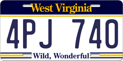 WV license plate 4PJ740