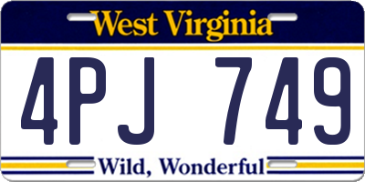 WV license plate 4PJ749