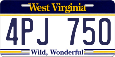 WV license plate 4PJ750