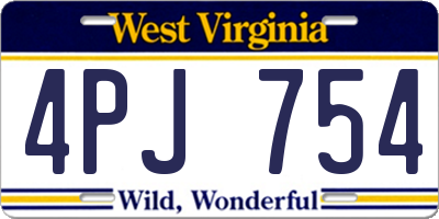 WV license plate 4PJ754
